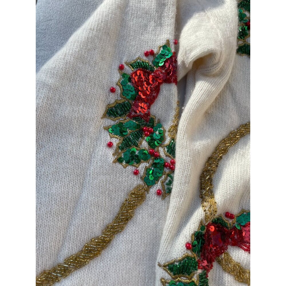 Vtg Talbot Beautiful Ugly Christmas Sweater S Lambswool Angora Rabbit Embroidery - Picture 9 of 11